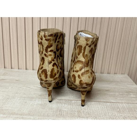 Vince Camuto Womens Ambind Ankle Boots Stiletto Cow Hair Leopard Zip Up 8M - Picture 6 of 15